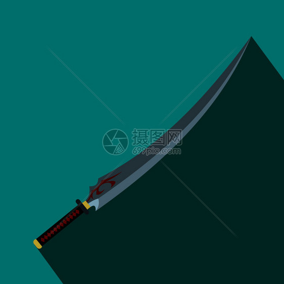 日本武士刀平面图标图片