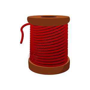 红线串用于在白色背景上缝纫漫画图标红线串用于缝纫漫画图标插画