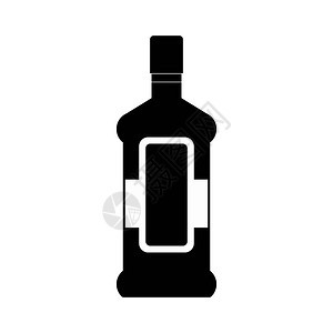 一瓶酒精和杯黑色的简单图标图片