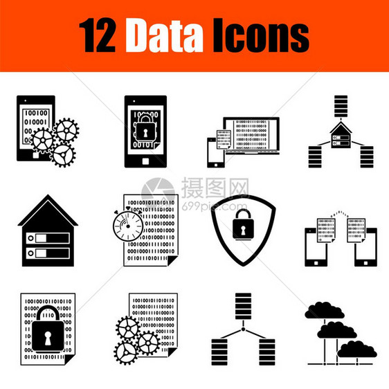 12个数据图标集完全可编辑的矢量说明文本扩展图片