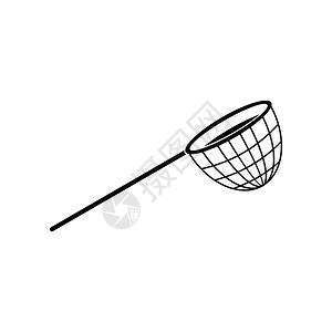 渔夫打鱼以白色背景隔离的渔捞网黑简单图标插画