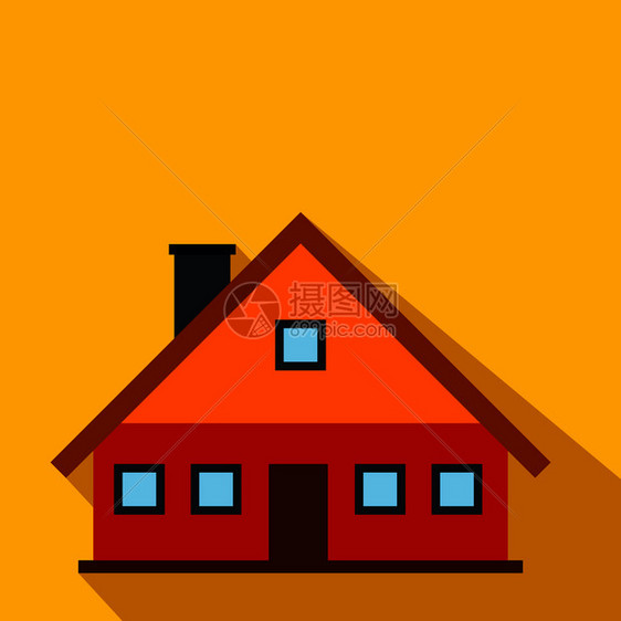 红色小屋平面图标图片