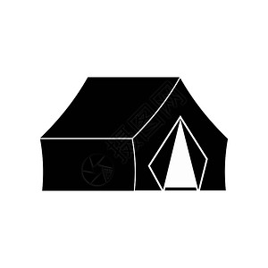 孤独迷茫在白色背景上隔离的狩猎帐篷黑简单图标狩猎帐篷插画