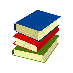 白色背景上隔离的三本书平面图标三本插画