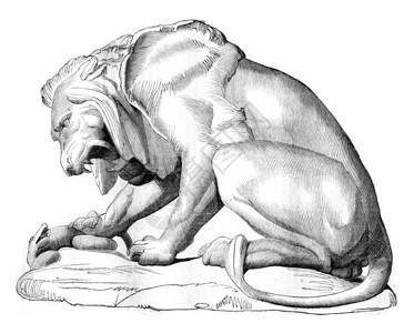 1836年雕塑表演狮子和铜蛇组1836年马加辛皮托雷斯克古老的雕刻图解1836年图片