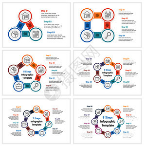 圆形信息模板包含34567和8个元素步骤或选项工作流程或图矢量eps10插图图片