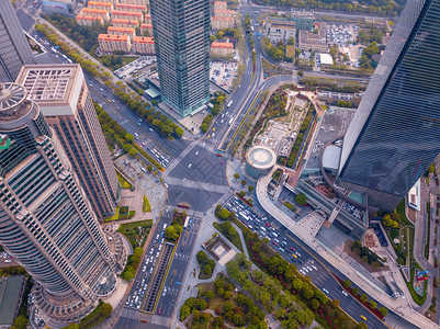 上海市心空景象亚洲智能城市的金融区和商业中心日落时摩天大楼和高办公的最景象图片