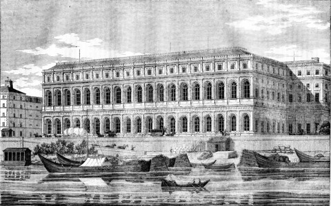 QuaidOrsay的建筑位于河边刻有古老的插图MagasinPittoresque1836年图片