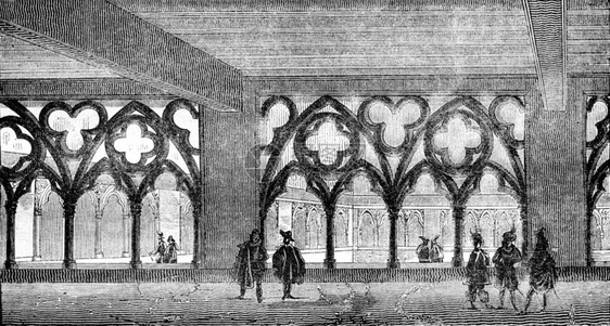 前ClunySorbonne广场学院教授1836年MagasinPittoresque的古典雕刻插图图片
