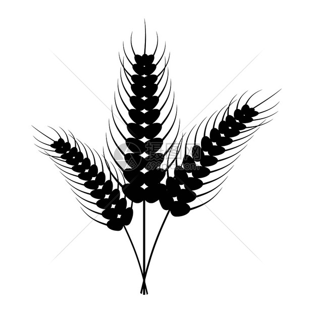 黑色小麦剪影图标