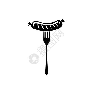 叉口图标上的香肠黑色简单风格叉口图标上的香肠图片