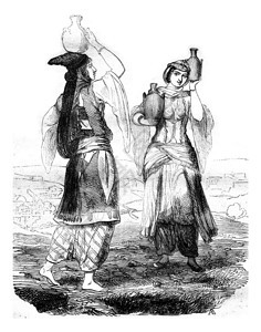 德鲁兹族妇女184年马加辛皮托雷斯克古老的雕刻插图图片