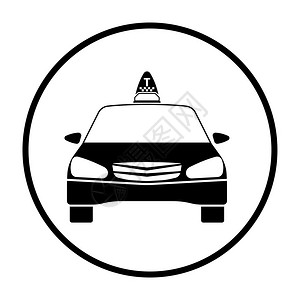 计程车图标前视细圆Stencil设计矢量I说明图片