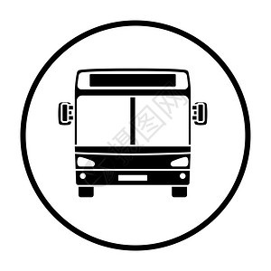 城市公交车图标前视细圆Stencils设计矢量说明图片