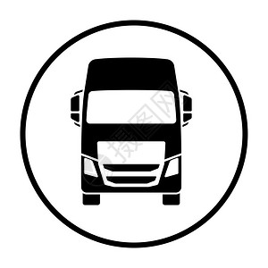 卡车图标前视细圆Stencil设计矢量说明图片