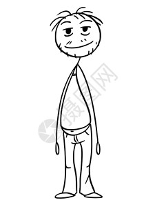 韦斯克雷文卡通棍图勾画着微笑的傻子穿着内衣的无缝和不折扣的铁皮