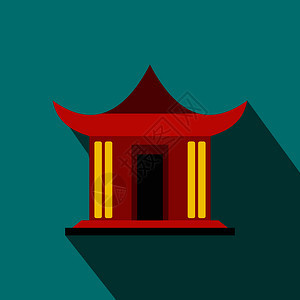 蓝背景的中华之家传统图标蓝背景的平板风格图片