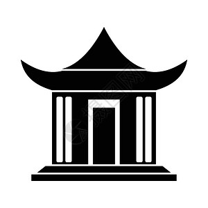 中国历史文化中华之家传统图标简单风格孤立在白色上插画