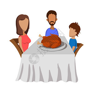一家人感恩节吃烤鸡图片