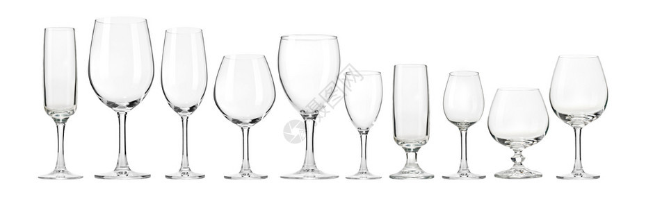 空葡萄酒杯孤立在白色背景上图片