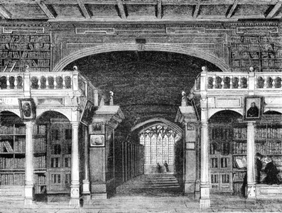 牛津大学博德利亚图书馆内地1842年MagasinPittoresque古代刻画图图片