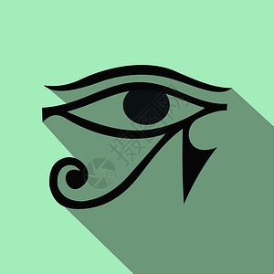 Horus图标眼以平板风格显示在浅蓝色背景上的图标眼平板风格图片