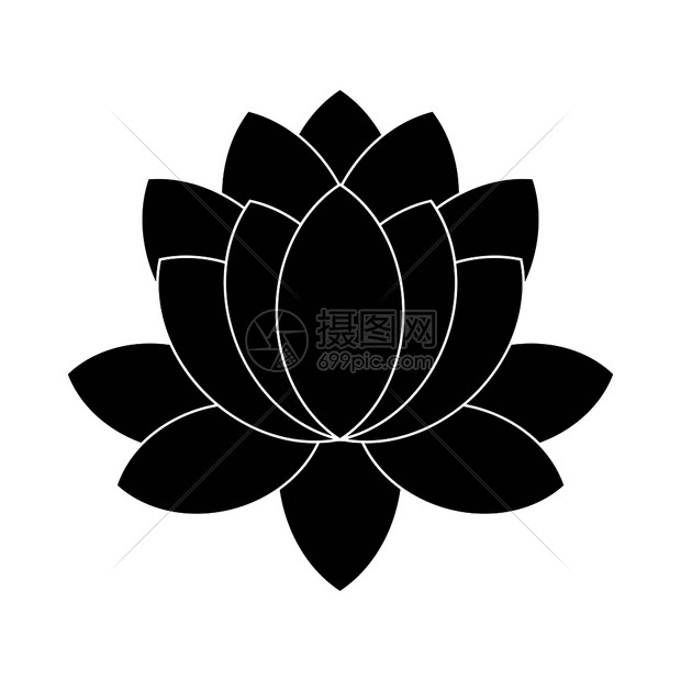 白色背景上隔离的简单样式中蓝莲花图标蓝色莲花图标简单样式插画图片下载 正版图片 摄图网