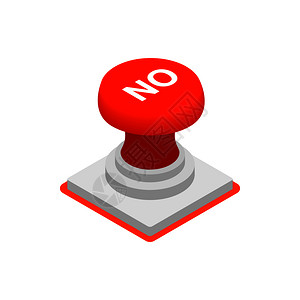 固定推在白色背景中隔离的等度3d样式中的红色按钮no图标红色按钮名为