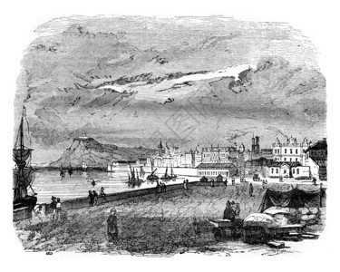 巴塞罗那和约伊希山的景象1843年马加辛皮托雷斯克图片
