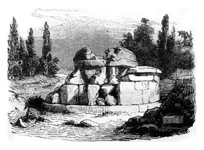 科托纳附近的Etruscanyegeum以SpeulerePytagoras著名1843年马加辛皮托雷斯克刻有古老的插图图片