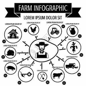 黑白卡通矢量农场元素图标图片