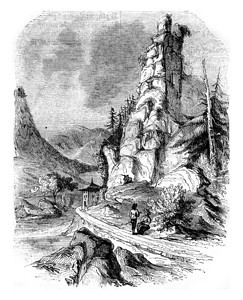 多瑙河岸1843年马加辛皮托雷斯克刻有古老的插图图片