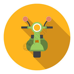 绿色摩托车图标平式绿色黄圆形有阴影前视图摩托车标平式图片
