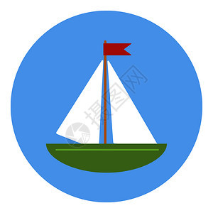 蓝色圆圈背景的帆船图标图片