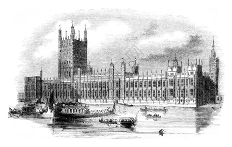 英国议会的新院子184年马加辛皮托罗克古典刻画插图图片