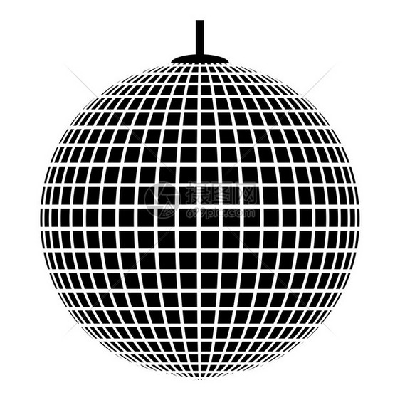 在线绳DiscothequeBallRetro夜俱乐部符号上悬浮的迪斯科球体图片
