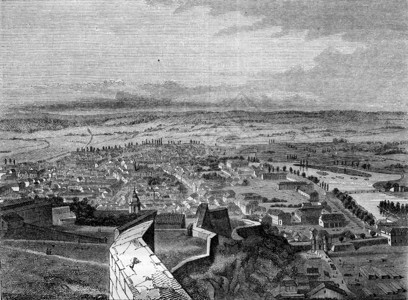 BesanconDoubs省首府城堡的展望1845年的MagasinPittoresque图片