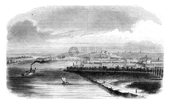 缅因省和卢瓦尔索穆的观点1845年马加辛皮托罗尔克古老的雕刻图集图片