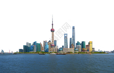 上海黄埔上海市的天桥和高楼办公被白背景孤立在亚洲智能城市的金融区和商业中心背景