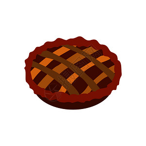 酥皮蛋挞皇白色背景上孤立的平面风格pie图标平面插画