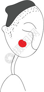 一个戴灰帽子和红脸颊卡通矢量彩色绘画或插图的男孩图片