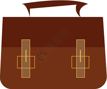 褐色折叠式公文包矢量彩色绘图或插图片