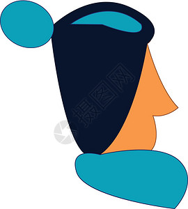 一个有尖鼻子的男蓝发在包形矢量彩色绘画或插图中图片