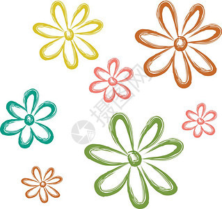绘制不同颜色即黄绿和红矢量颜图或插的Aster花朵图片