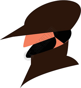 一张男子的图象他身着棕帽子和海沟外衣矢量彩色绘画或插图身着厚宽的芥子马肩身着棕色帽子和海沟外衣矢量彩色图画或插图片