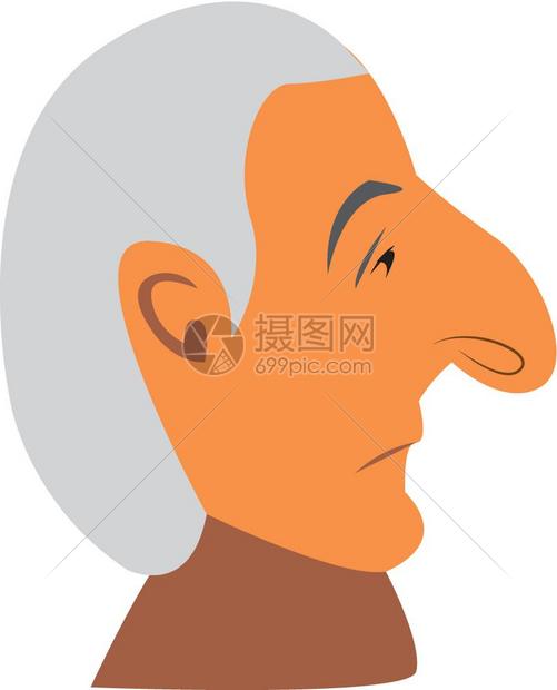 一个悲伤的老人有着大鼻子矢量彩色图画或插