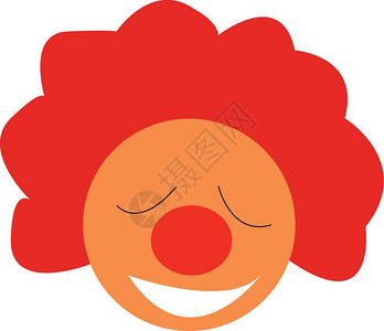 一个大红鼻子和卷发头矢量彩色绘画或插图的快乐小丑图片