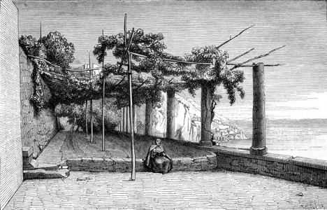 在萨莱诺湾阿马尔菲的卡普琴修道院1847年马加辛皮托雷斯克图片