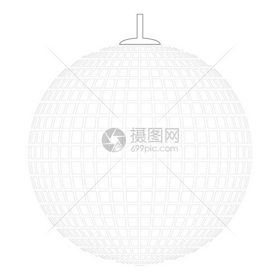 在线绳DiscothequeBallRetro夜俱乐部符号上悬浮的迪斯科球体图片