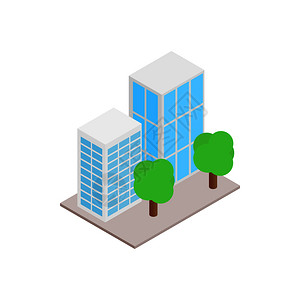 办公大楼园林景观插画_办公大楼园林景观卡通_办公大楼园林景观插图